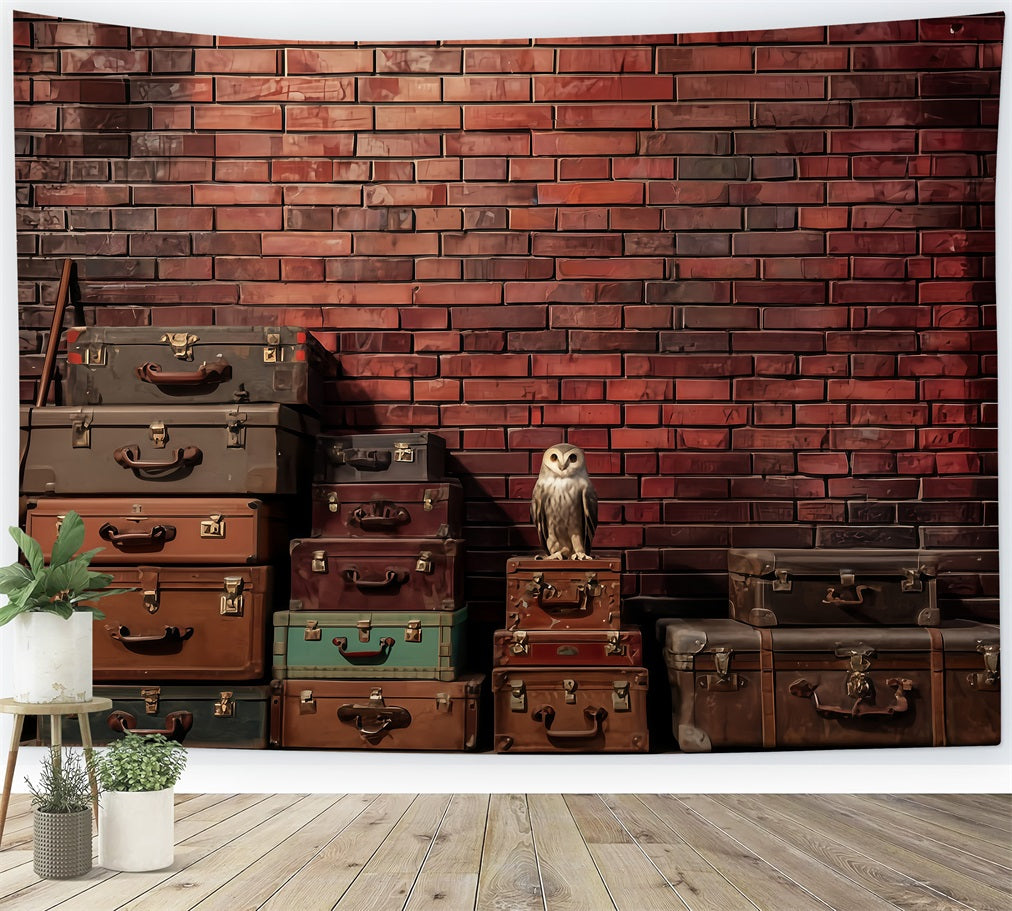 Brick Photography Backdrop Luggage Stacked Red Wall Brick Backdrops TWW59-175