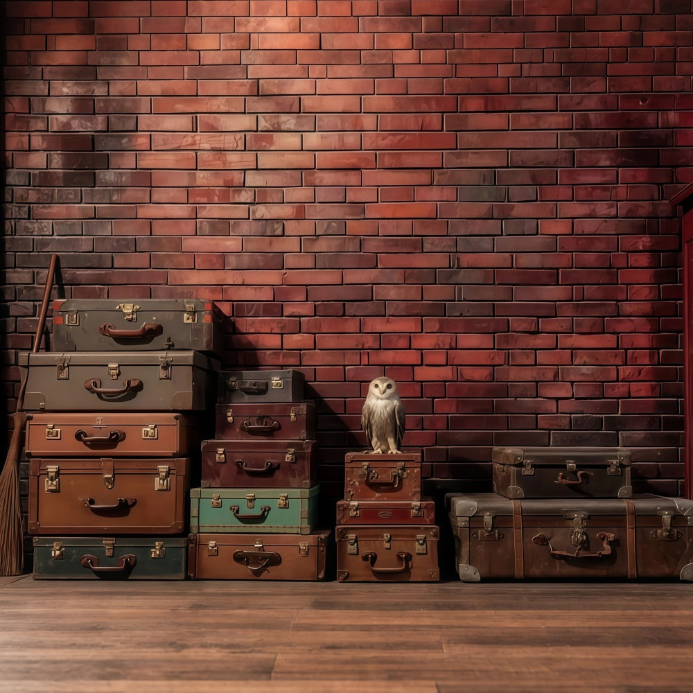 Brick Photography Backdrop Luggage Stacked Red Wall Brick Backdrops TWW59-175