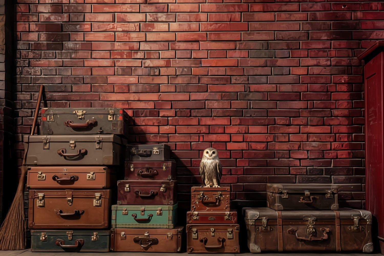 Brick Photography Backdrop Luggage Stacked Red Wall Brick Backdrops TWW59-175