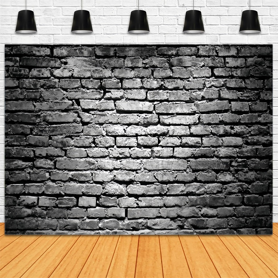 Black Brick Backdrop Grunge Black White Brick Pattern Brick Backdrop TWW59-178