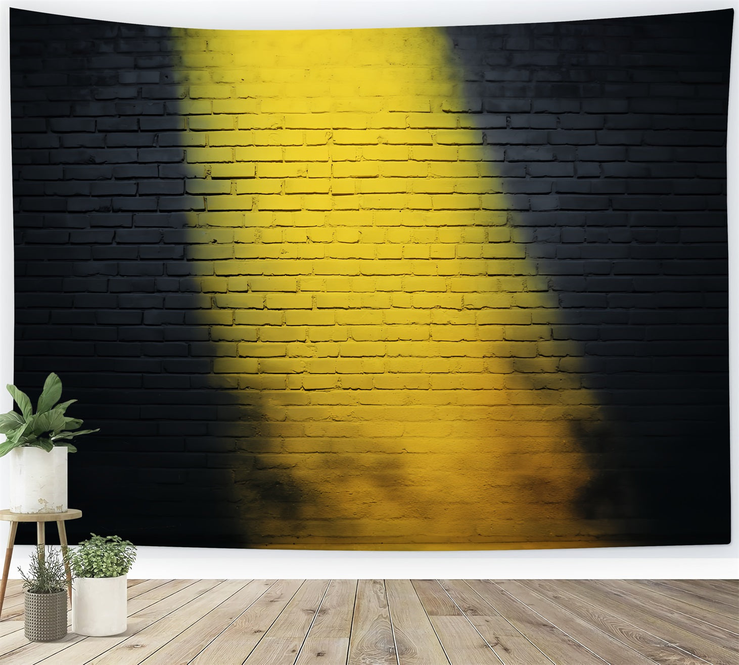 Brick Photo Backdrop Yellow Spotlight Brick Illumination Brick Wall Backdrop TWW59-179