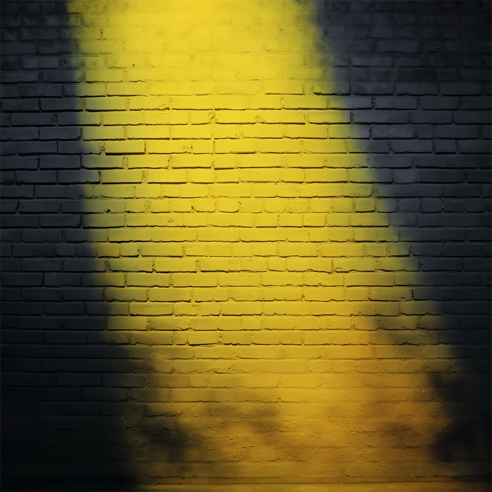 Brick Photo Backdrop Yellow Spotlight Brick Illumination Brick Wall Backdrop TWW59-179