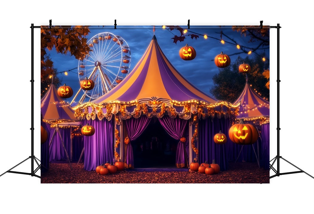 Halloween Circus Backdrop Purple Pumpkin Lantern Circus Backdrop Ideas TWW59-18