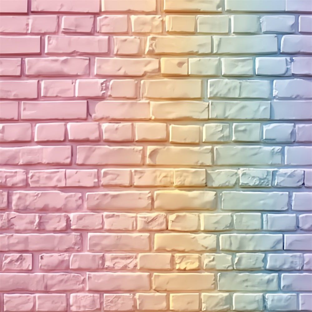 Brick Wall Photo Backdrop Pastel Rainbow Gradient Wall Brick Backdrop TWW59-180