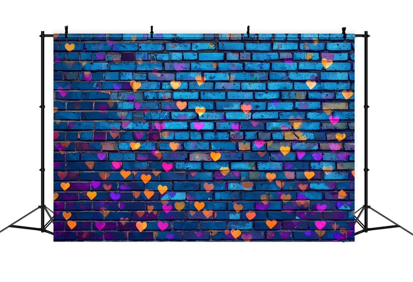 Brick Backdrop Photography Blue Wall Colorful Heart Graffiti Brick Backdrop TWW59-181