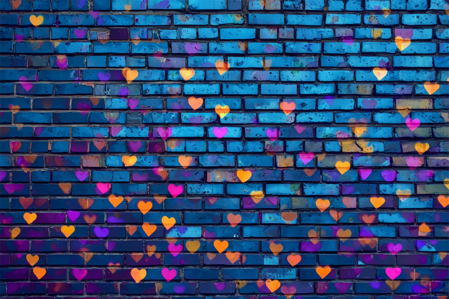 Brick Backdrop Photography Blue Wall Colorful Heart Graffiti Brick Backdrop TWW59-181