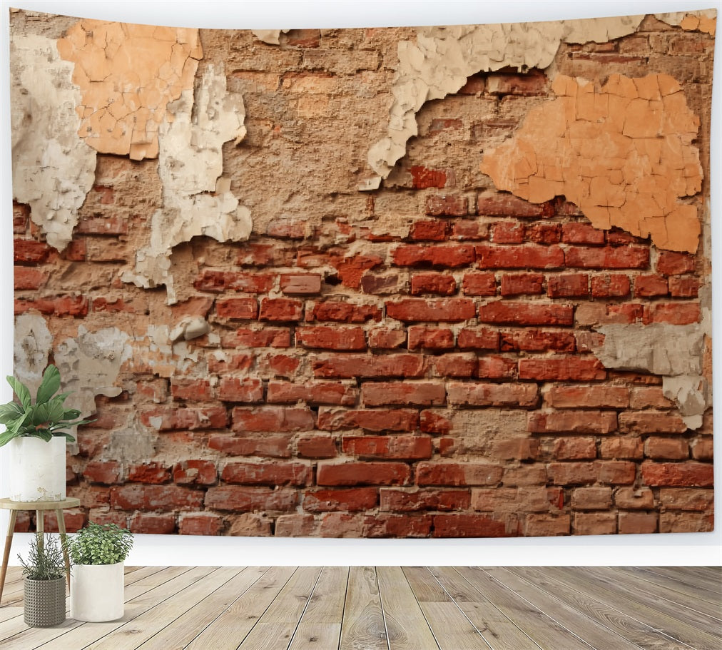 Red Brick Backdrop Aged Brick Color Layers Brick Wall Backdrop TWW59-187