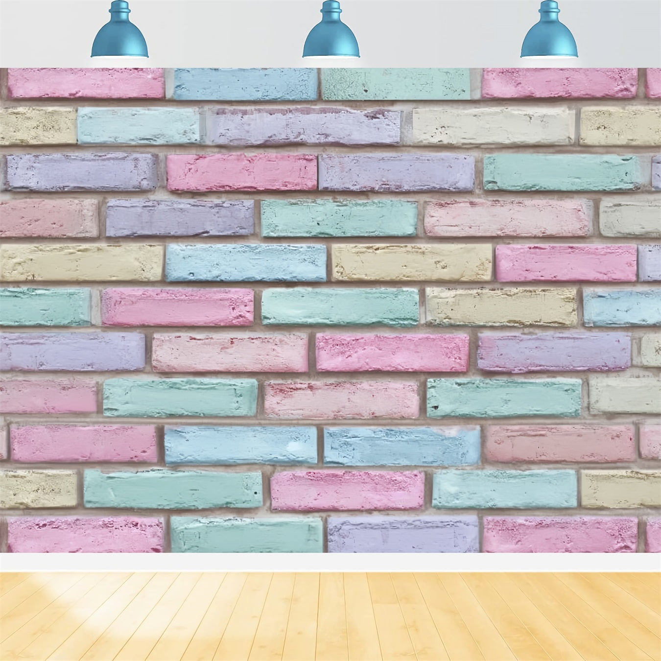 Brick Backdrop Pastel Multicolor Painted Wall Brick Photo Backdrop TWW59-189