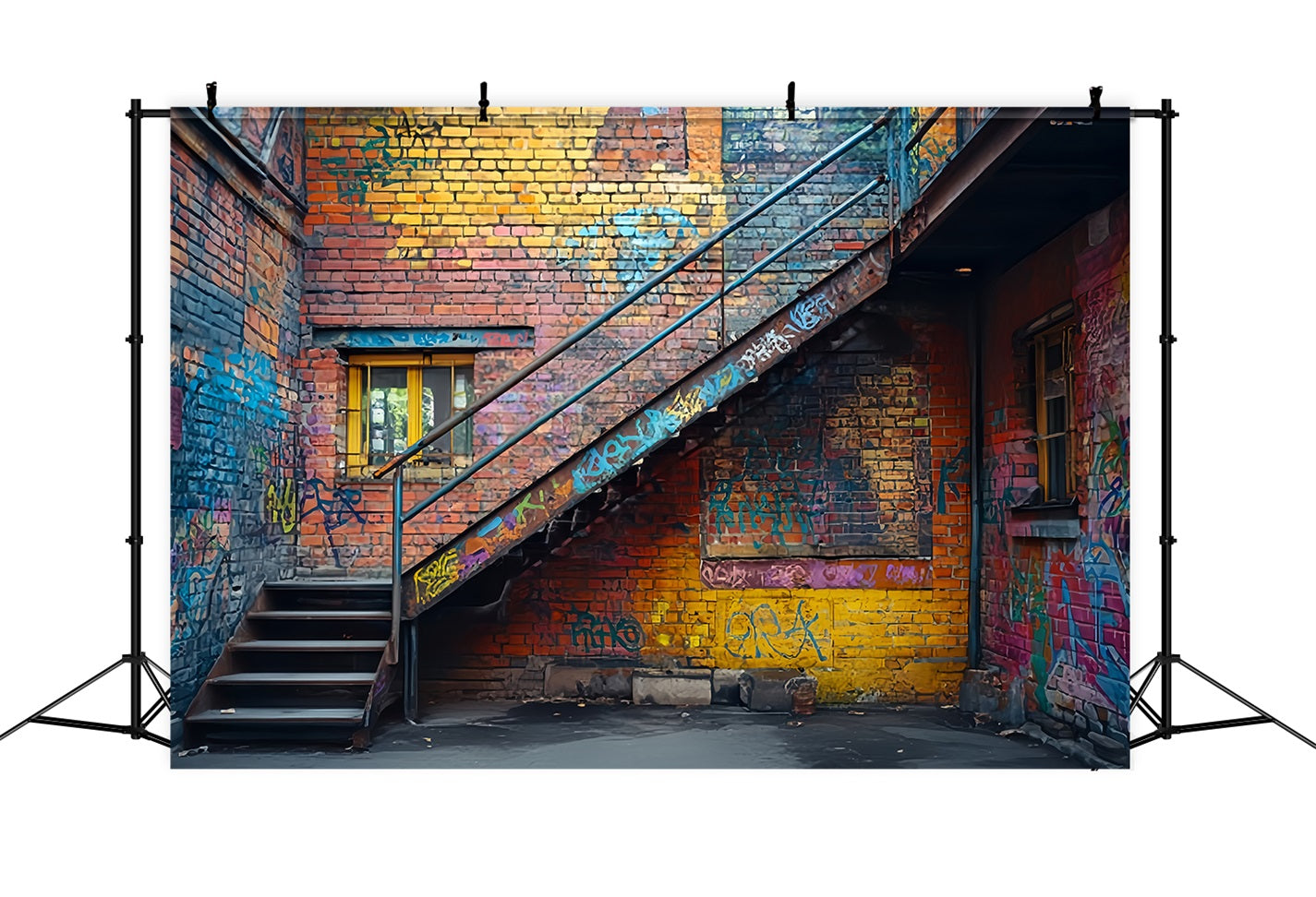 Brick Wall Backdrop Urban Graffiti Alley Brick Wall Brick Backdrop TWW59-190