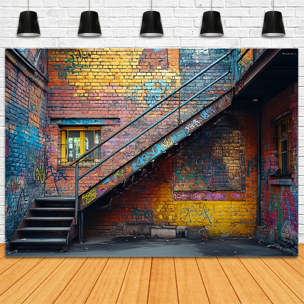 Brick Wall Backdrop Urban Graffiti Alley Brick Wall Brick Backdrop TWW59-190