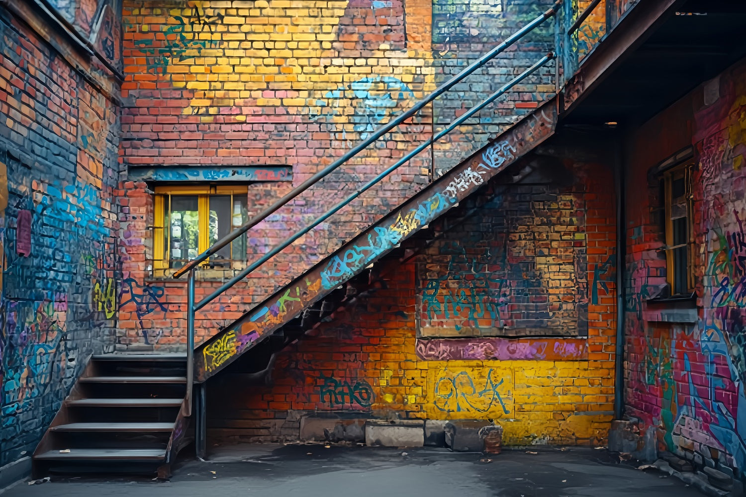 Brick Wall Backdrop Urban Graffiti Alley Brick Wall Brick Backdrop TWW59-190