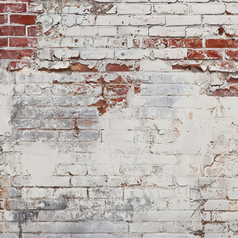 Brick Wall Photo Backdrop Peeling White Faded Brick Wall Brick Backdrop TWW59-192