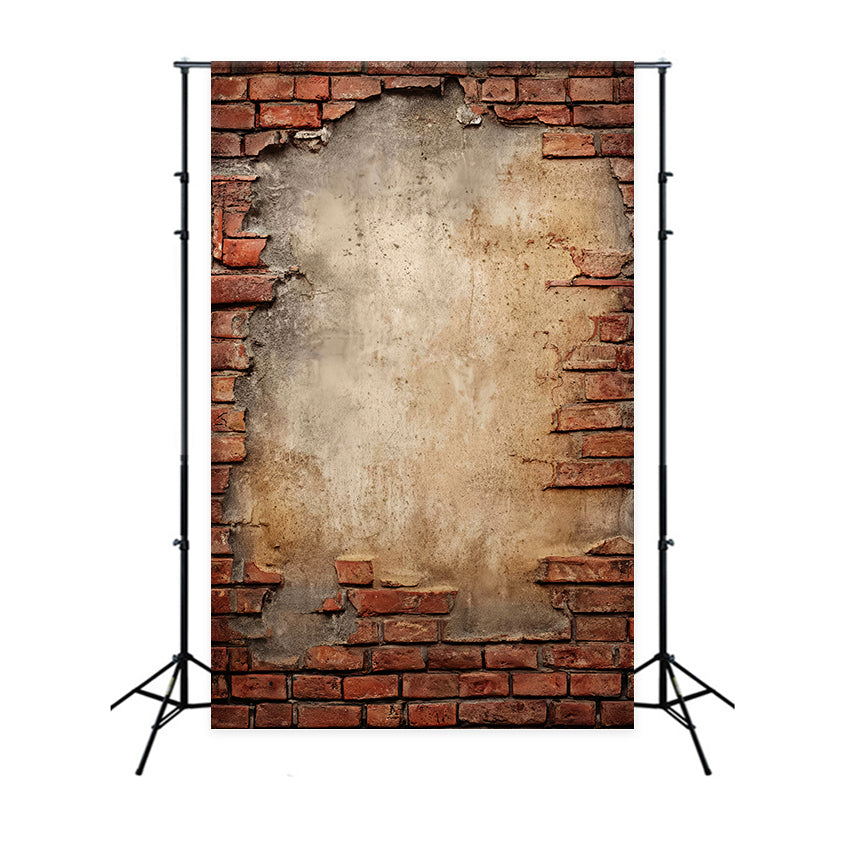 Brick Backdrop Photography Exposed Rustic Plaster Wall Brick Backdrop TWW59-193