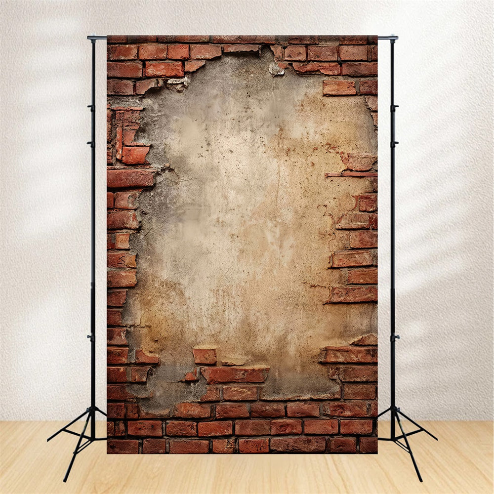 Brick Backdrop Photography Exposed Rustic Plaster Wall Brick Backdrop