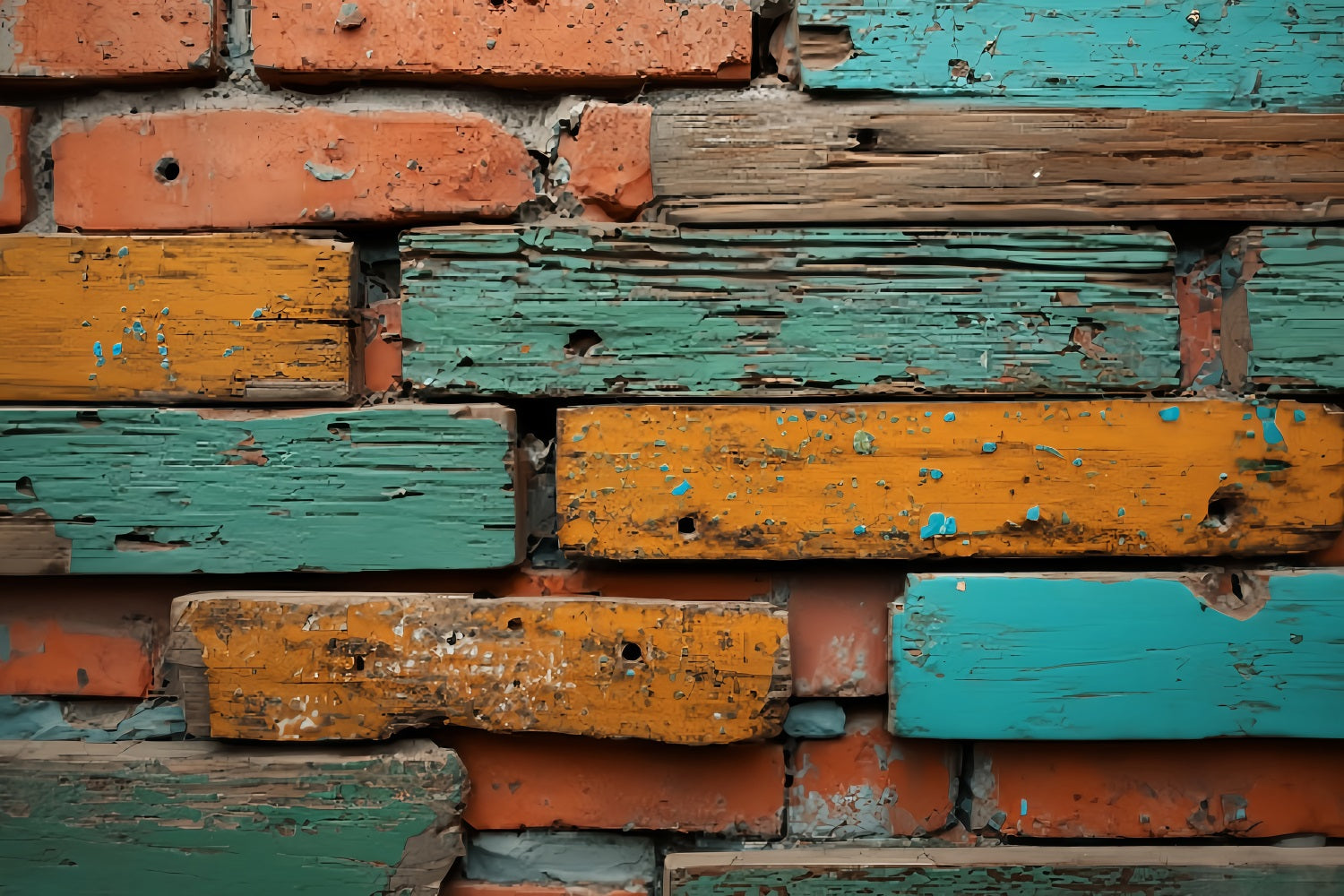 Brick Backdrops Weathered Painted Wooden Wall Brick Wall Photo Backdrop TWW59-194