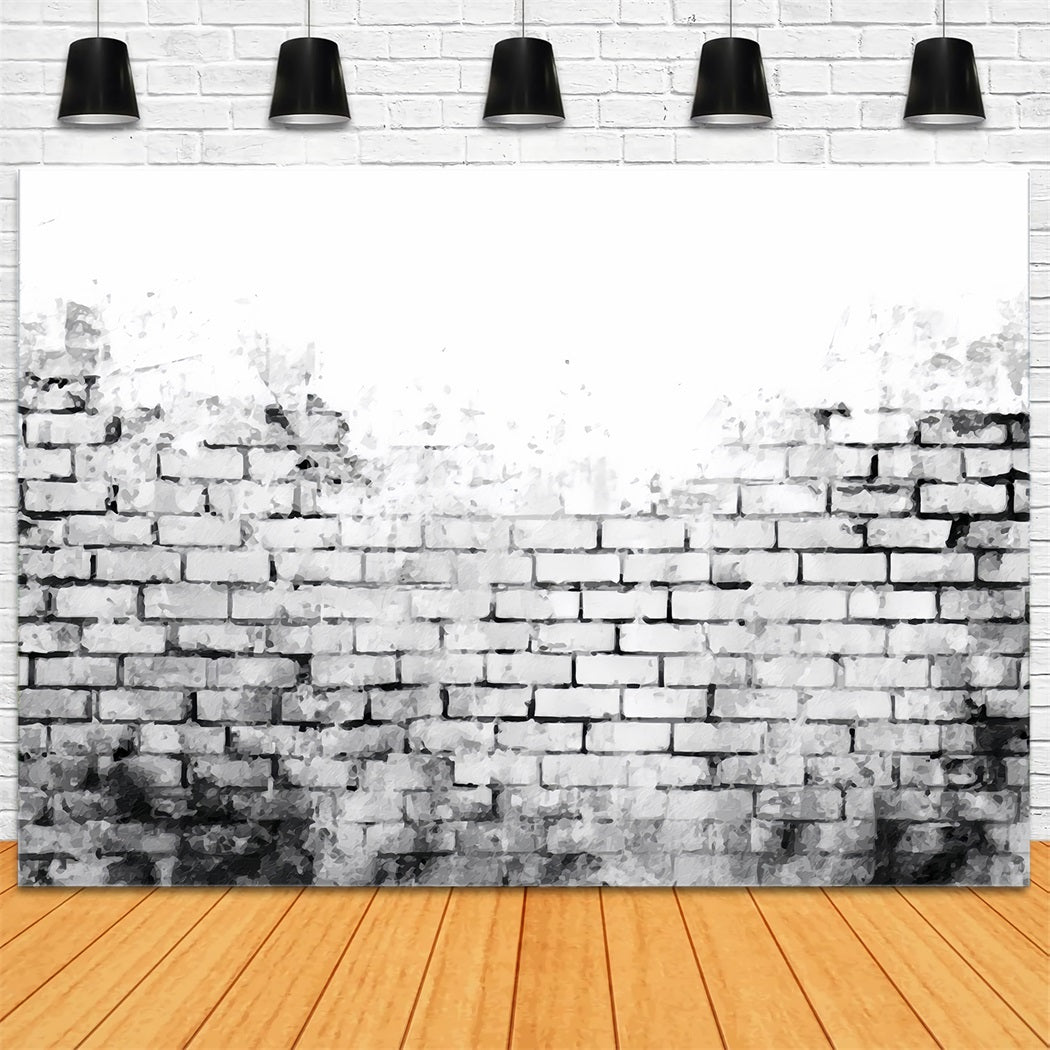 Brick Photography Backdrop Black White Watercolor Wall Brick Backdrops TWW59-196
