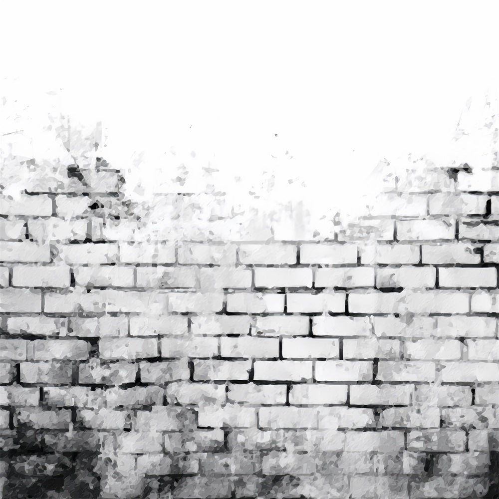 Brick Photography Backdrop Black White Watercolor Wall Brick Backdrops TWW59-196