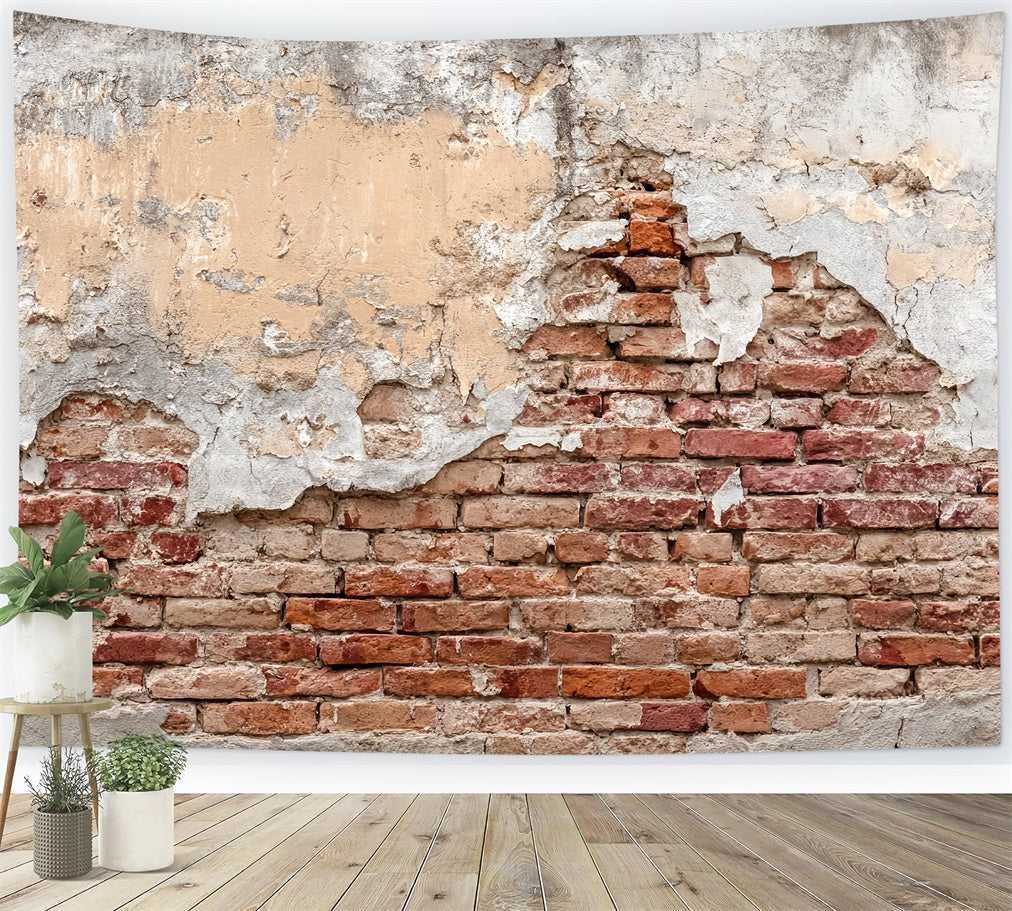 Brick Backdrop Vintage Cracked Rustic Wall Brick Wall Backdrops TWW59-197