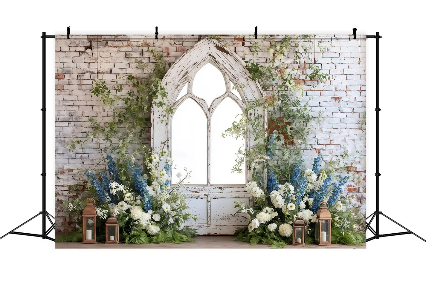 Brick Photo Backdrop Rustic Arch Floral Decor Brick Backdrop TWW59-202
