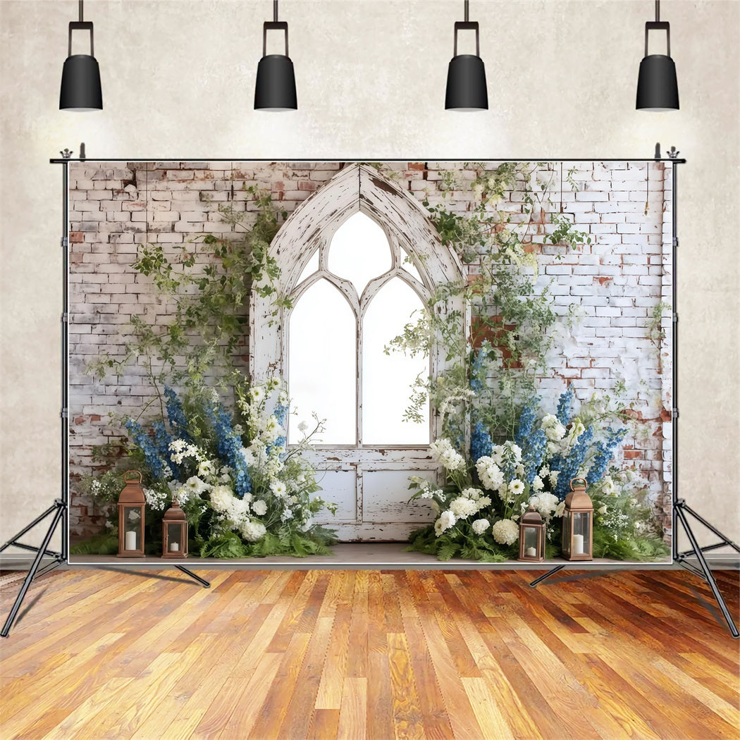 Brick Photo Backdrop Rustic Arch Floral Decor Brick Backdrop TWW59-202