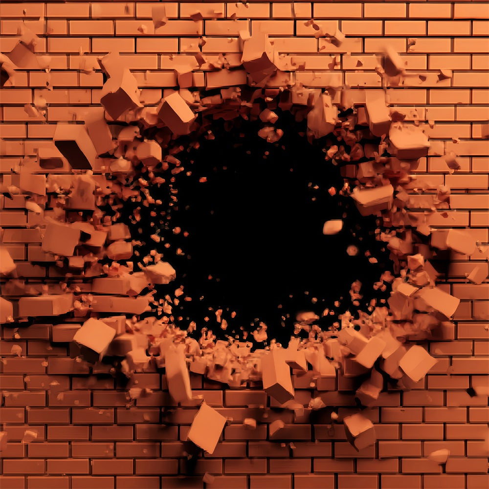 Red Brick Wall Backdrop Exploding Red Brick Impact Brick Backdrop TWW59-203