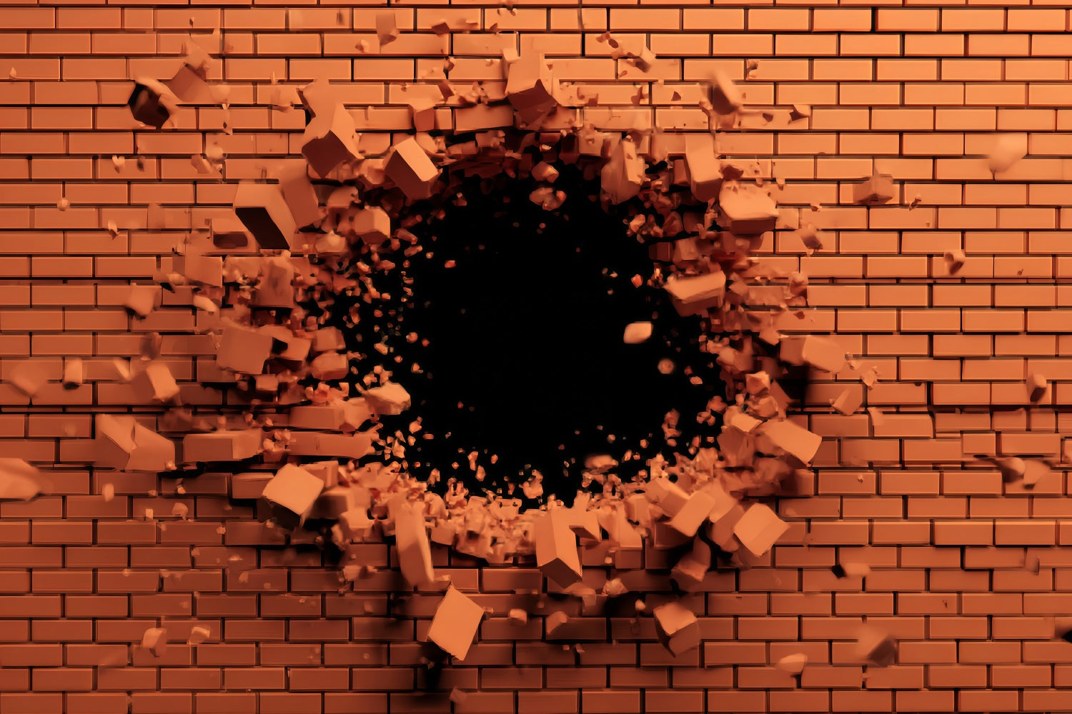 Red Brick Wall Backdrop Exploding Red Brick Impact Brick Backdrop TWW59-203