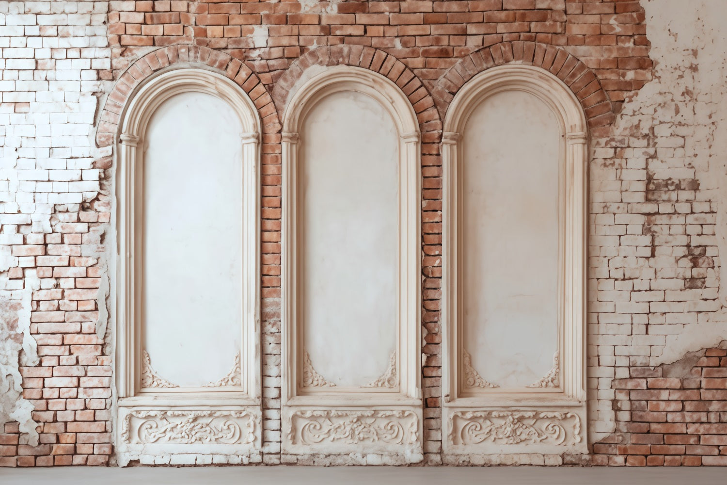 Brick Backdrops Vintage Arched Brick Panels Brick Wall Backdrops TWW59-205