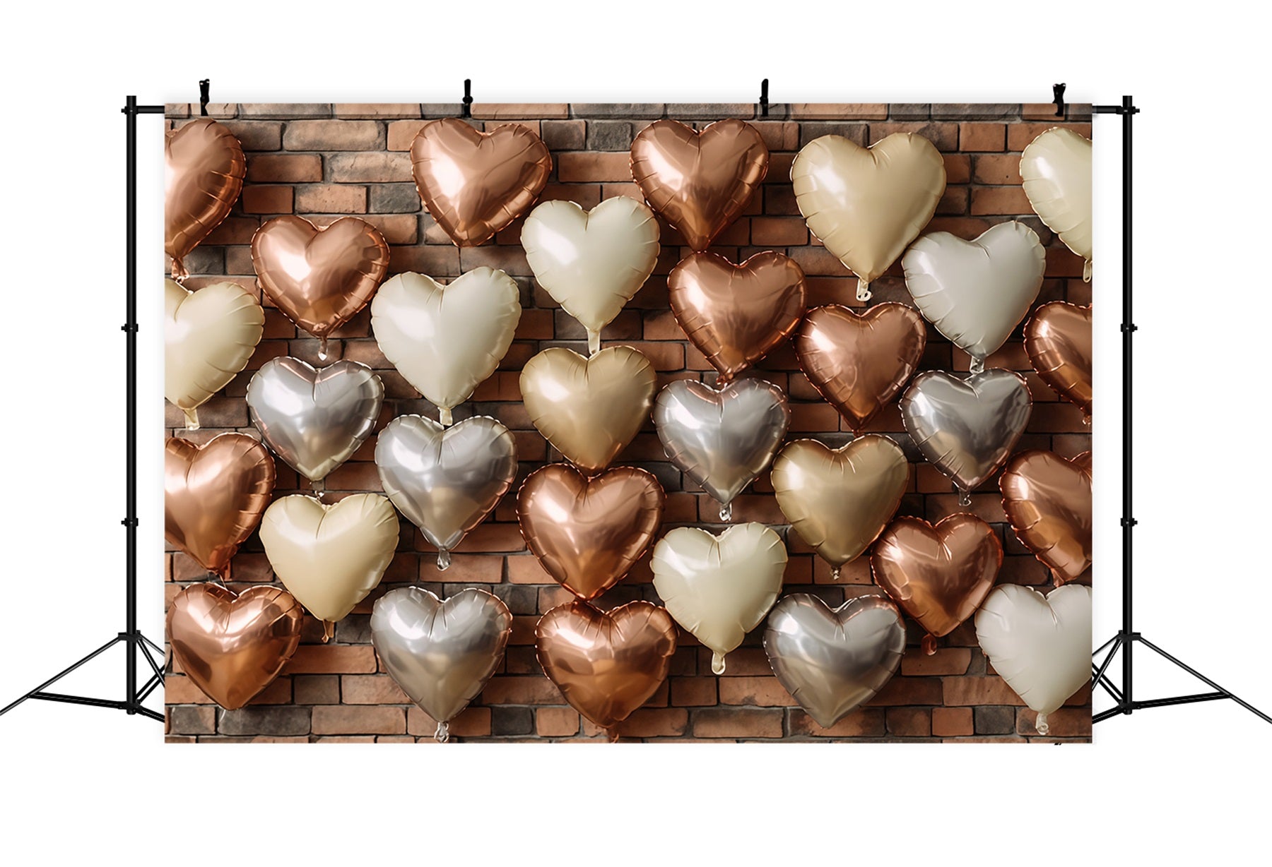 Brick Wall Backdrops Metallic Heart Balloon Wall Brick Backdrop TWW59-206