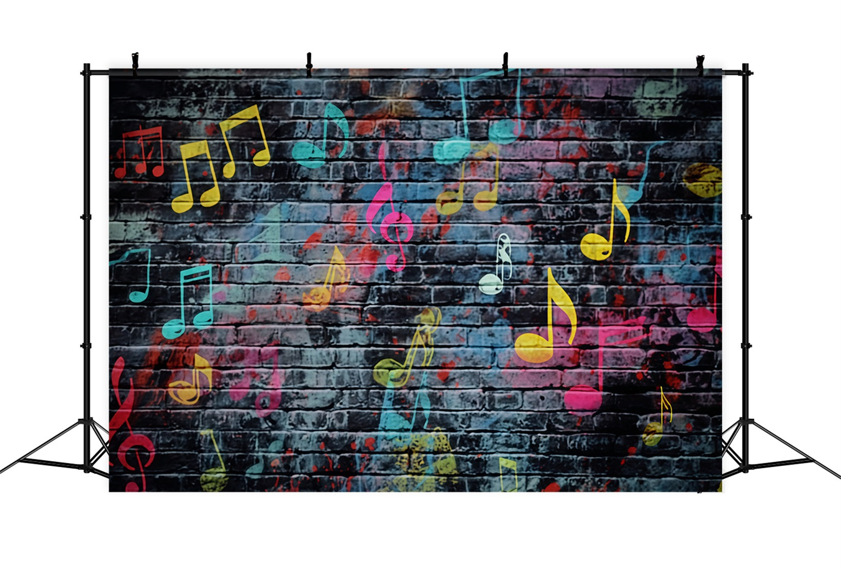 Brick Photography Backdrop Colorful Musical Note Graffiti Brick Backdrop TWW59-207