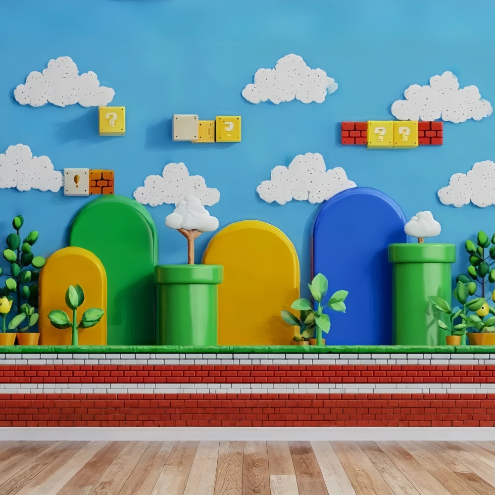 Preschool Backdrop Retro Cartoon Game World Back To School Backdrop TWW59-208