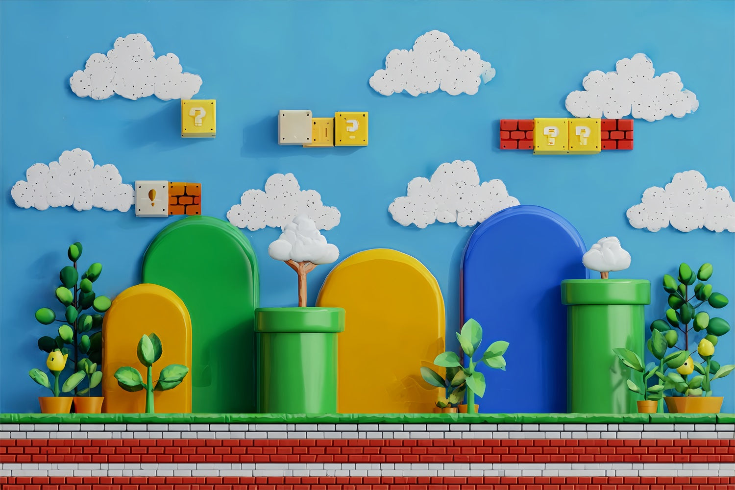 Preschool Backdrop Retro Cartoon Game World Back To School Backdrop TWW59-208