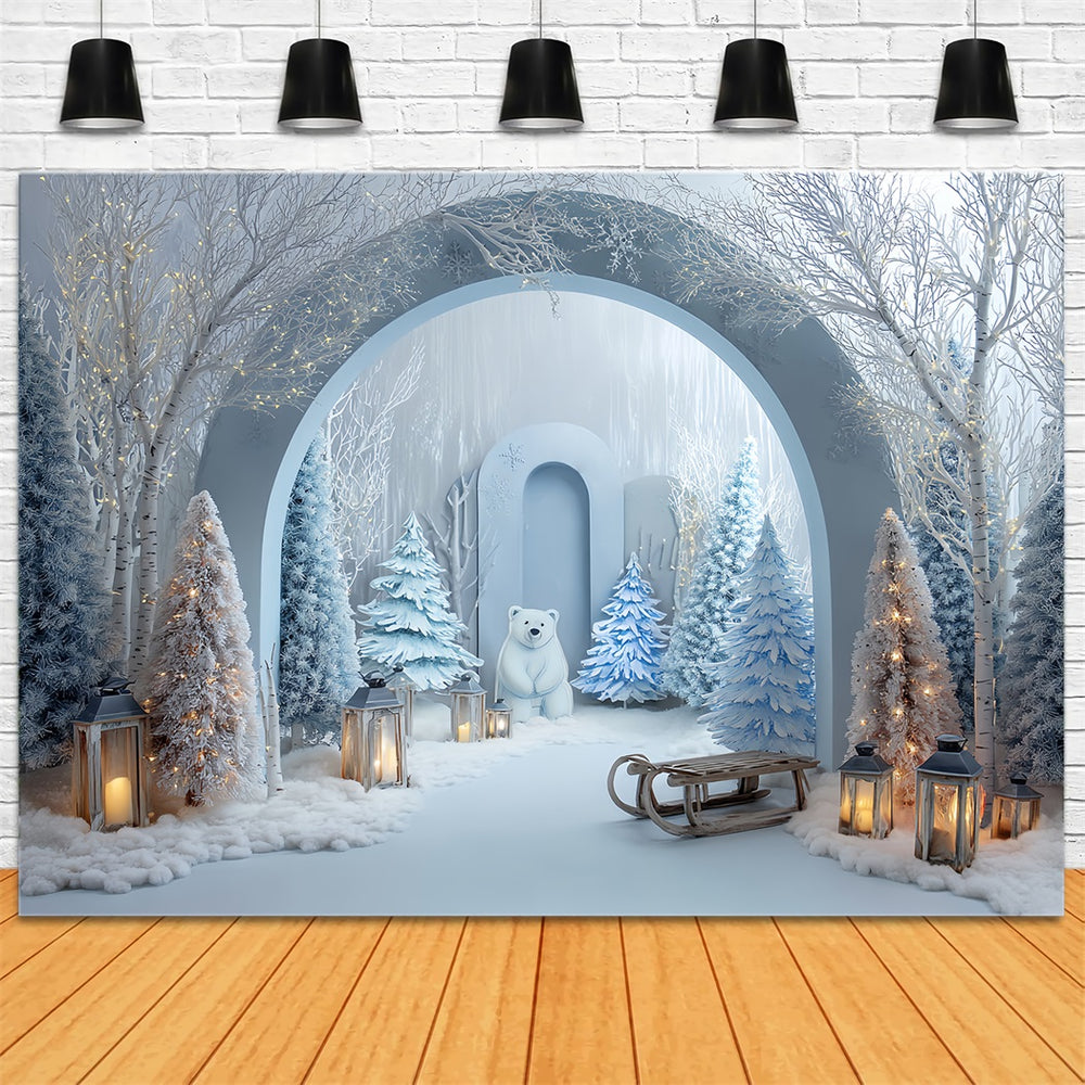 Cake Smash Backdrops Winter Forest Polar Wonderland Backdrop for Birth