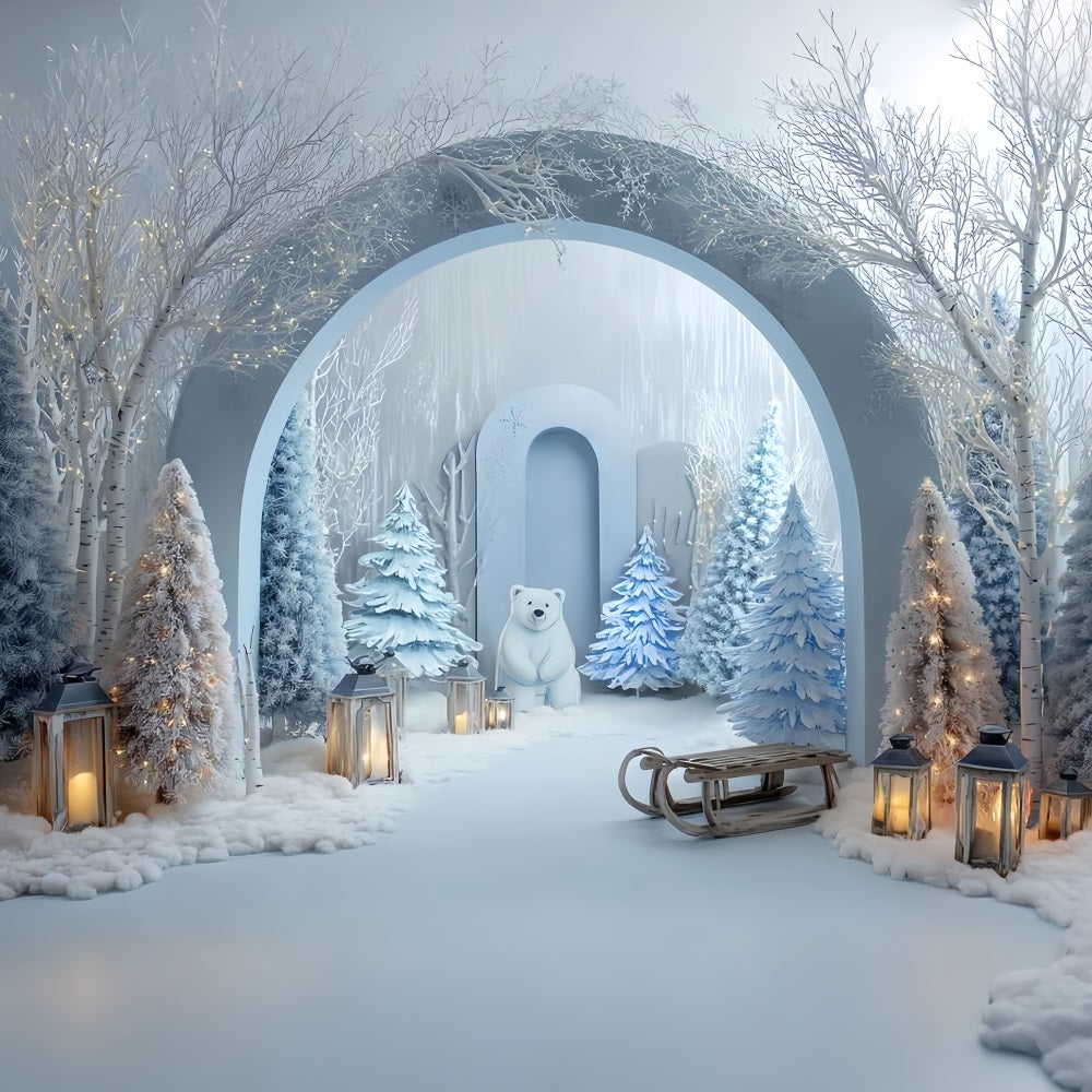 Cake Smash Backdrops Winter Forest Polar Wonderland Backdrop for Birthday TWW59-222