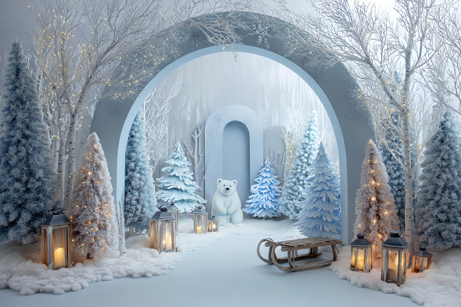 Cake Smash Backdrops Winter Forest Polar Wonderland Backdrop for Birthday TWW59-222