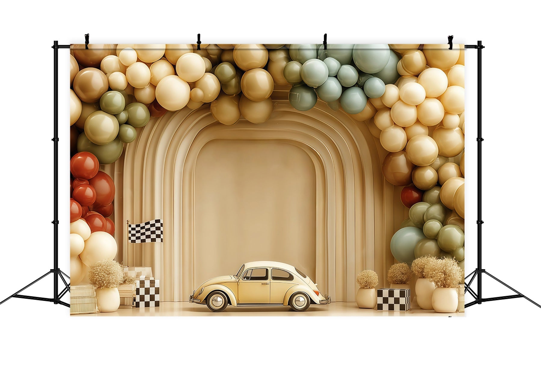 Cake Smash Backdrop Vintage Car Balloon Arch Smash Cake Backdrop TWW59-223