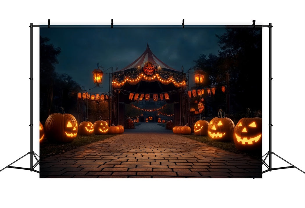Halloween Circus Backdrop Pumpkin Lantern Carnival Creepy Circus Backdrop TWW59-23