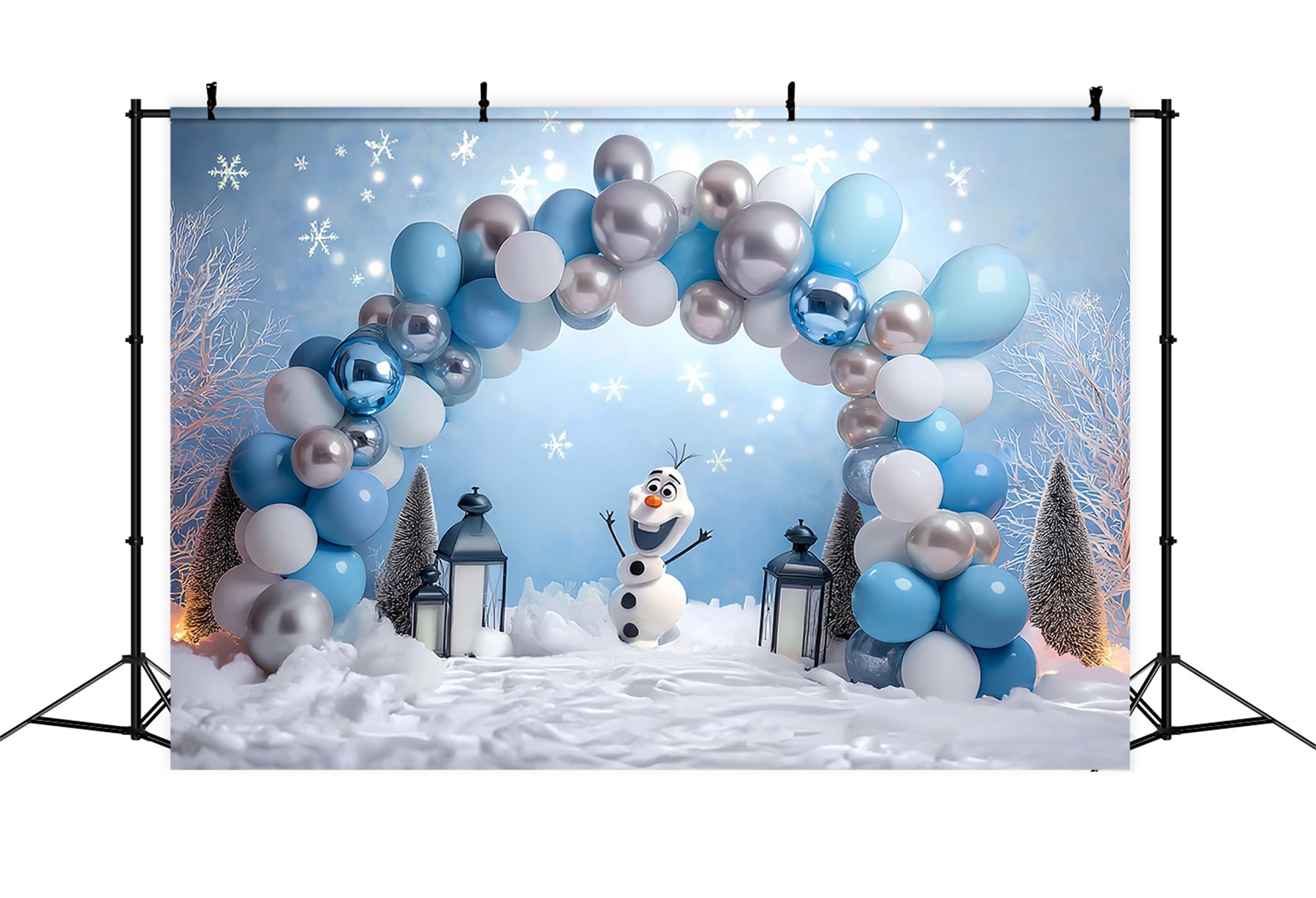 Cake Smash Backdrops Snowman Winter Balloon Arch Backdrop for Birthday TWW59-235
