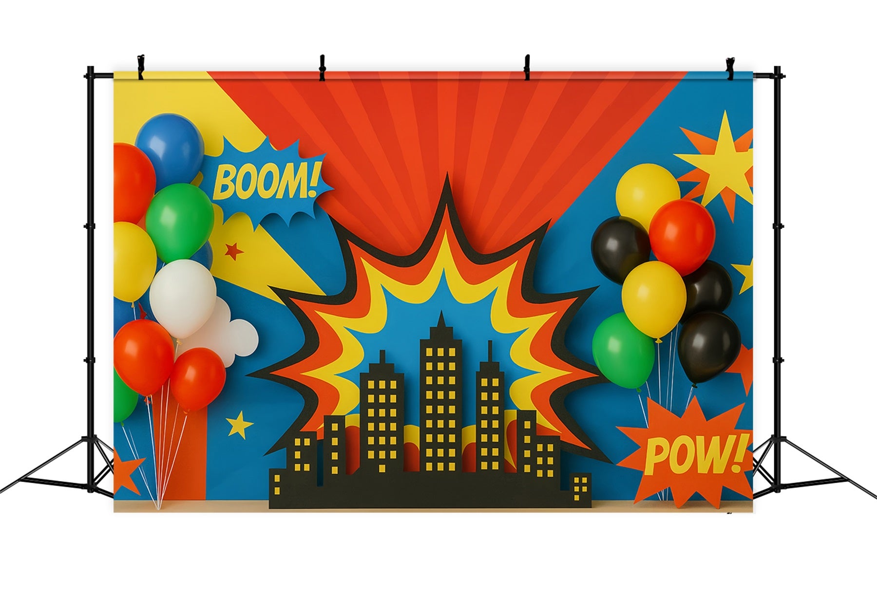 Cake Smash Backdrop Colorful Balloons City Burst Smash Cake Backdrop TWW59-236