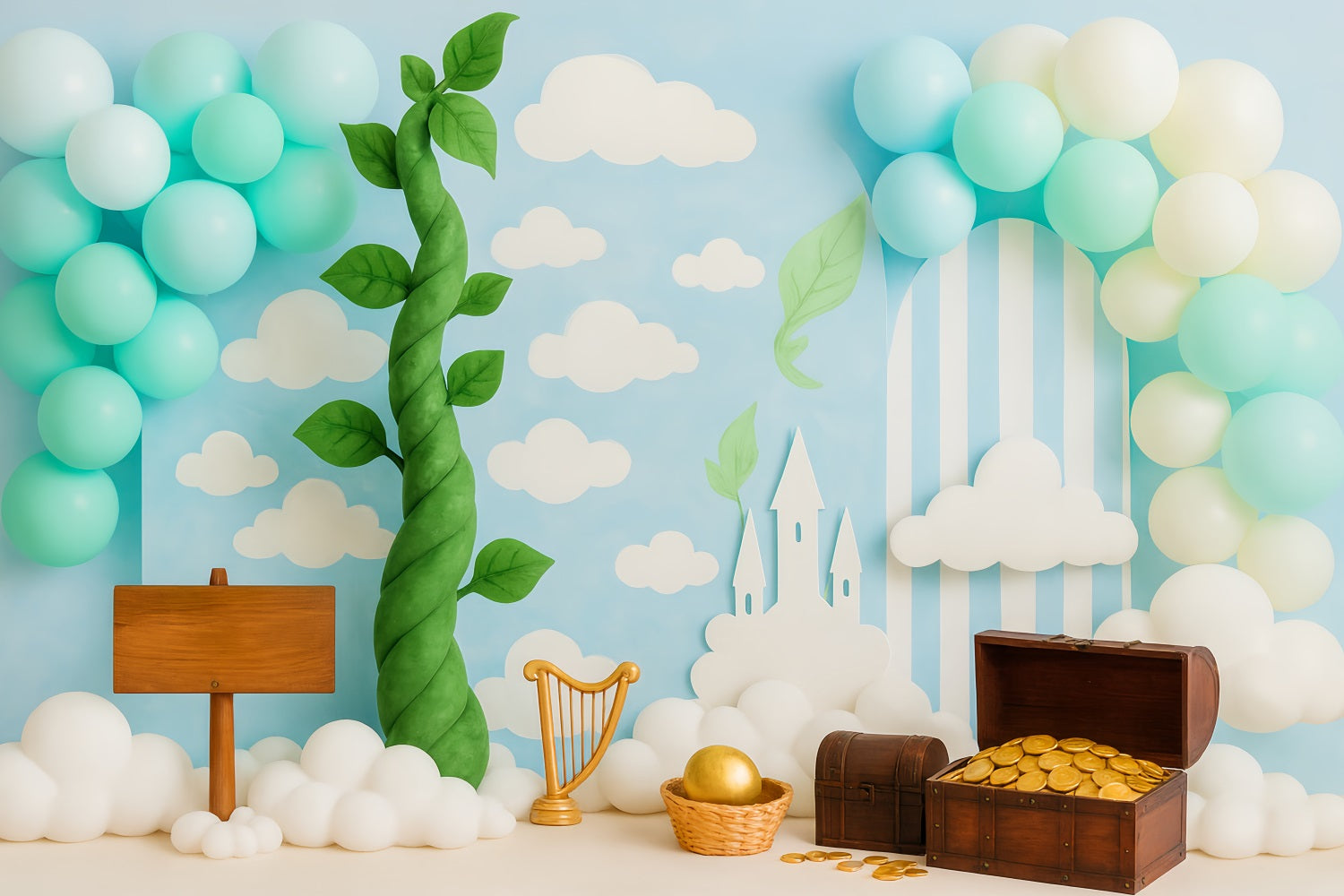 Cake Smash Backdrops Magic Beanstalk Treasure Land Cake Photography Backdrops TWW59-237