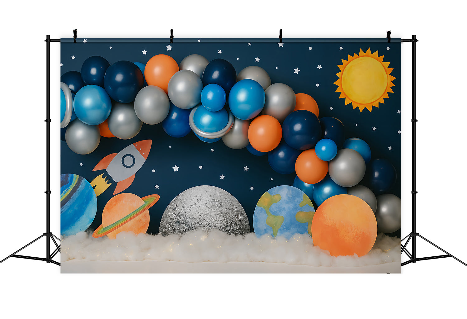 Cake Smash Backdrop Boy Space Galaxy Rocket Adventure Birthday Backdrop TWW59-239