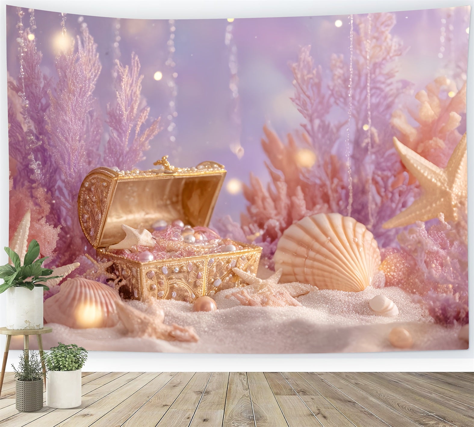 Cake Smash Backdrop Underwater Treasure Pearl Fantasy Birthday Backdrop TWW59-243