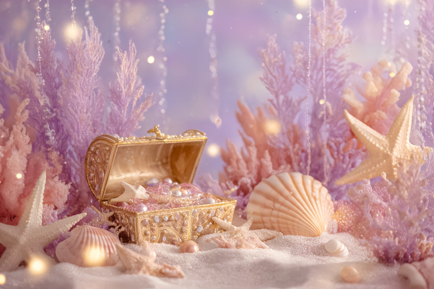 Cake Smash Backdrop Underwater Treasure Pearl Fantasy Birthday Backdrop TWW59-243