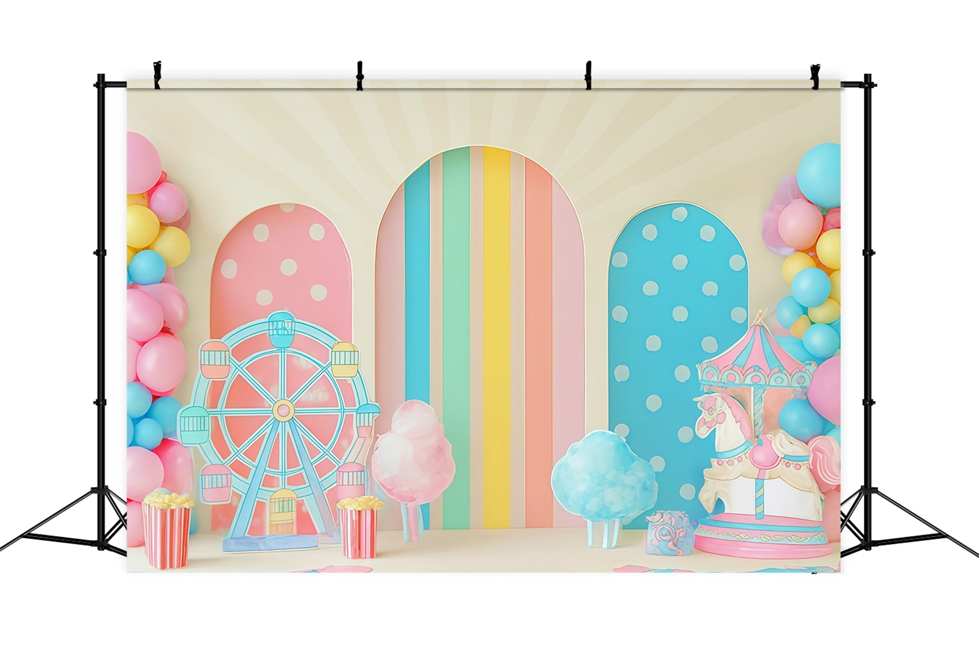Cake Smash Backdrops Pastel Carnival Funland Delight Happy Birthday Backdrop TWW59-244