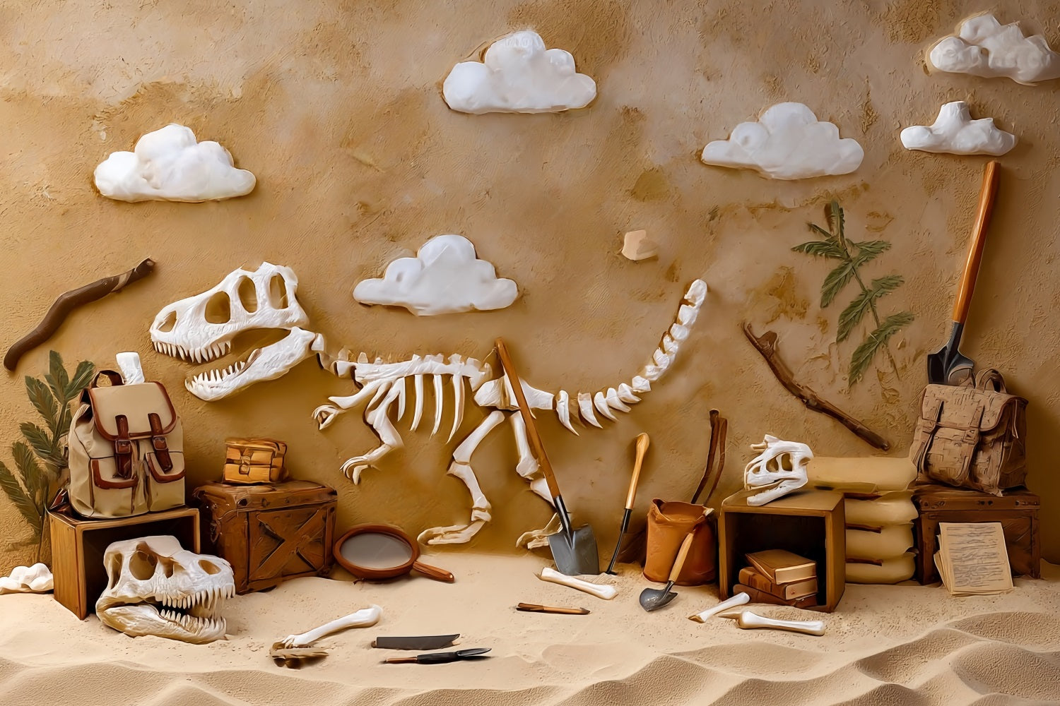 Cake Smash Backdrop Dinosaur Fossil Adventure Dig Birthday Backdrops TWW59-246