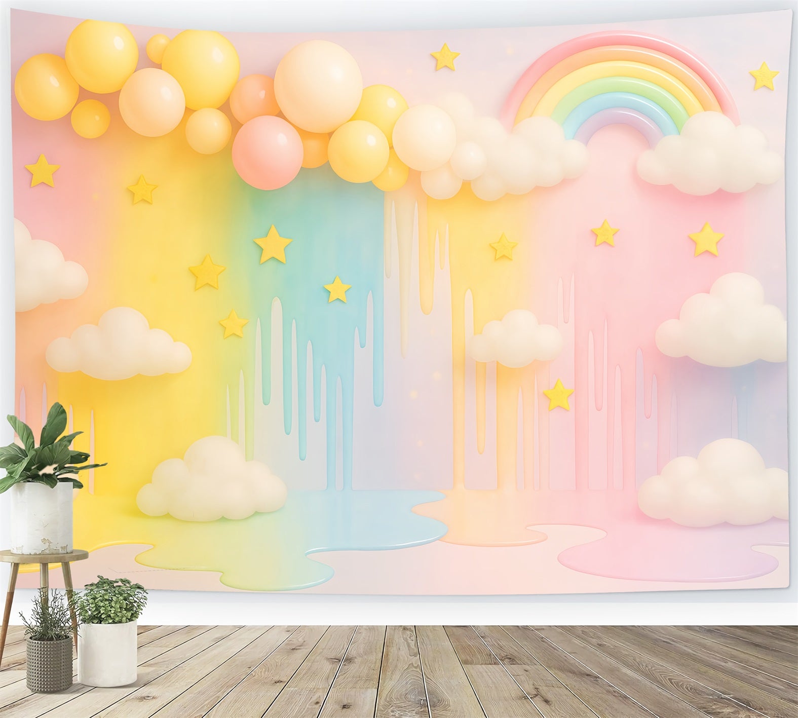 Smash Cake Backdrop Pastel Rainbow Cloud Dream Birthday Photo Backdrop TWW59-247