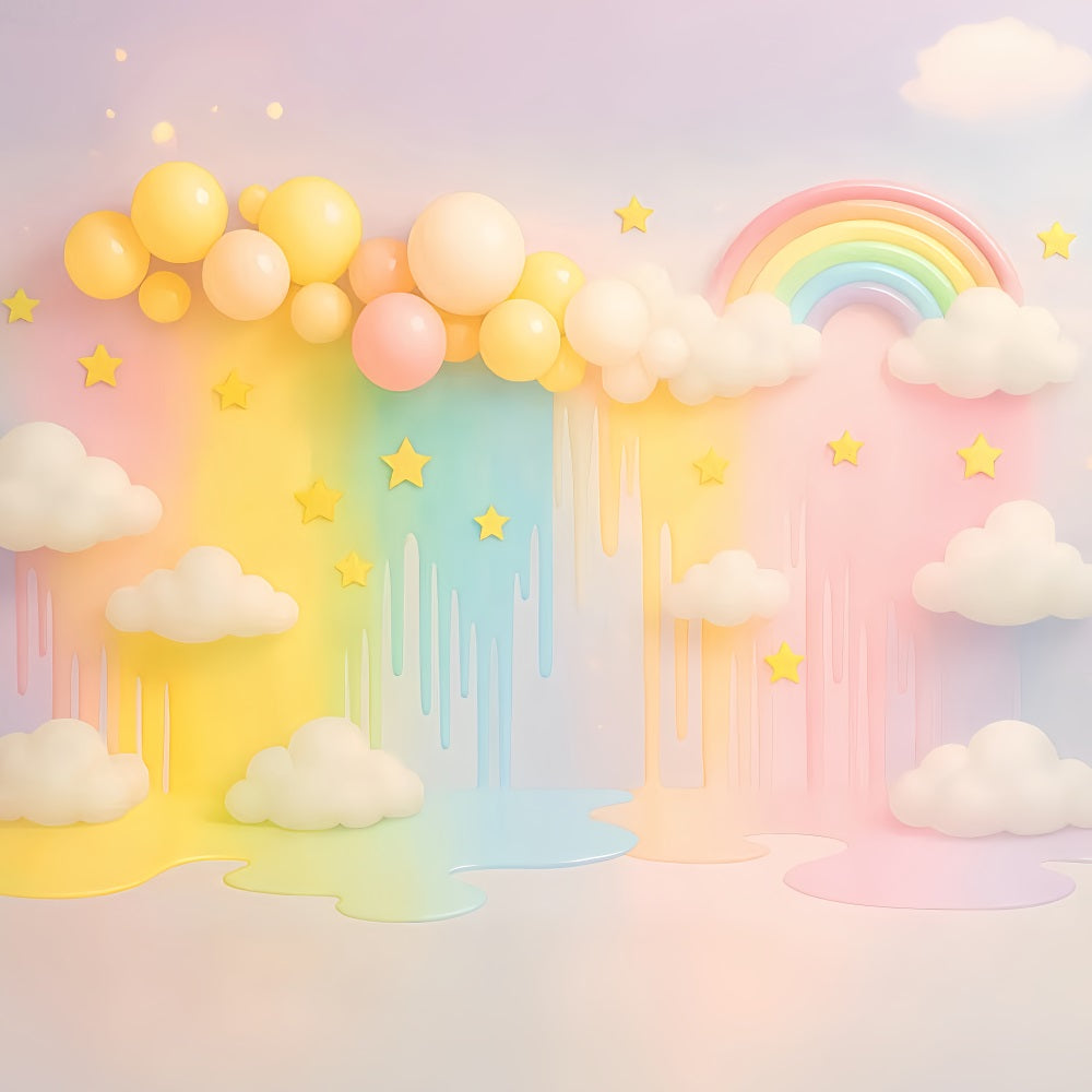 Smash Cake Backdrop Pastel Rainbow Cloud Dream Birthday Photo Backdrop TWW59-247