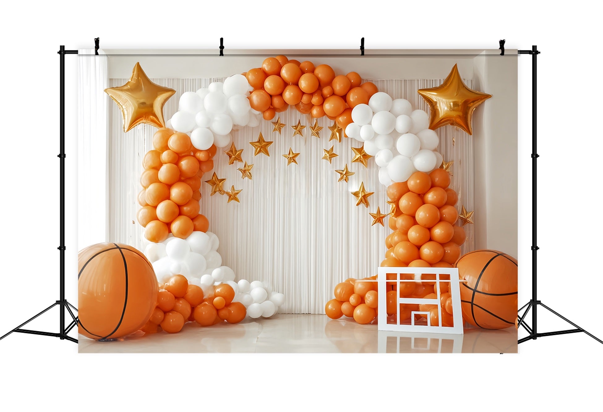 Cake Smash Backdrops Basketball Star Balloon Arch Backdrop for Birthday TWW59-248