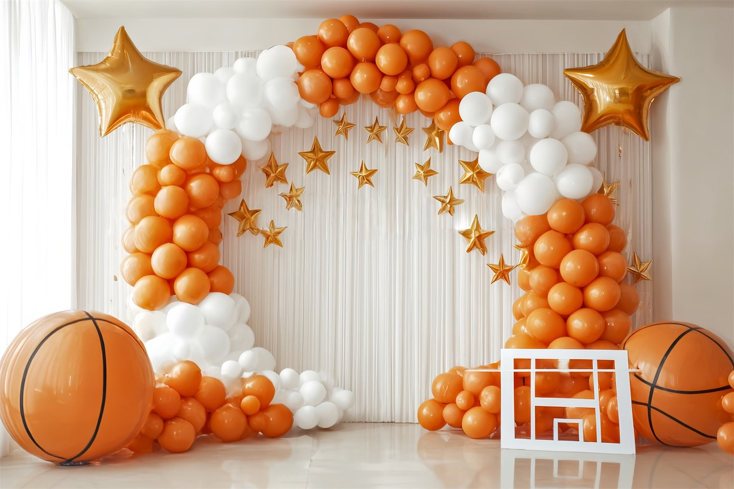 Cake Smash Backdrops Basketball Star Balloon Arch Backdrop for Birthday TWW59-248