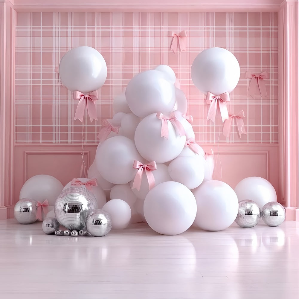 Cake Smash Backdrop Pink Bow Glam Balloons Smash Cake Backdrop TWW59-249