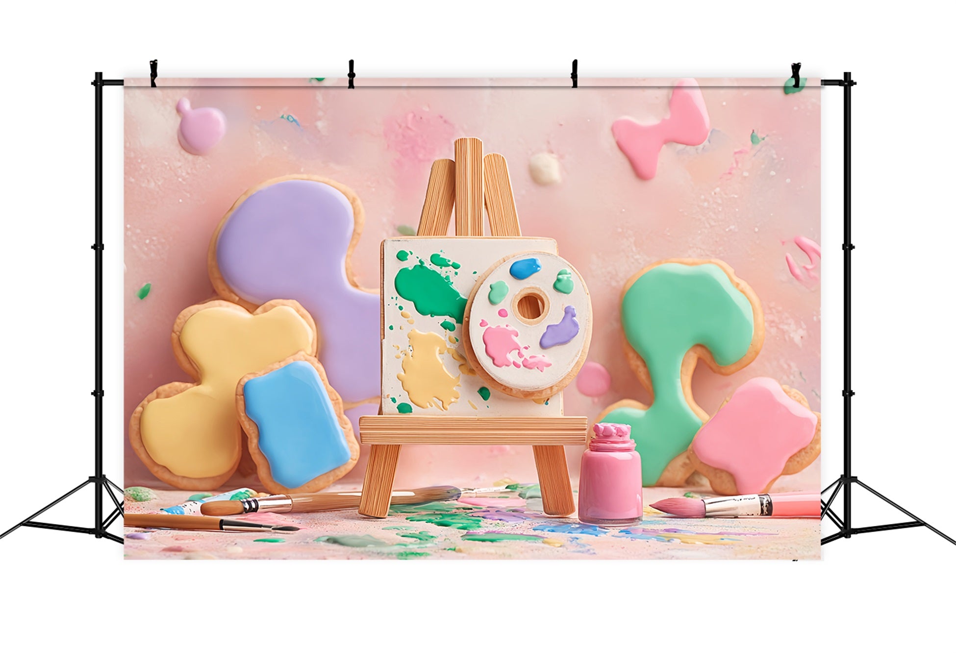 Cake Photography Backdrops Pastel Art Cookie Palette Cake Smash Backdrop TWW59-254